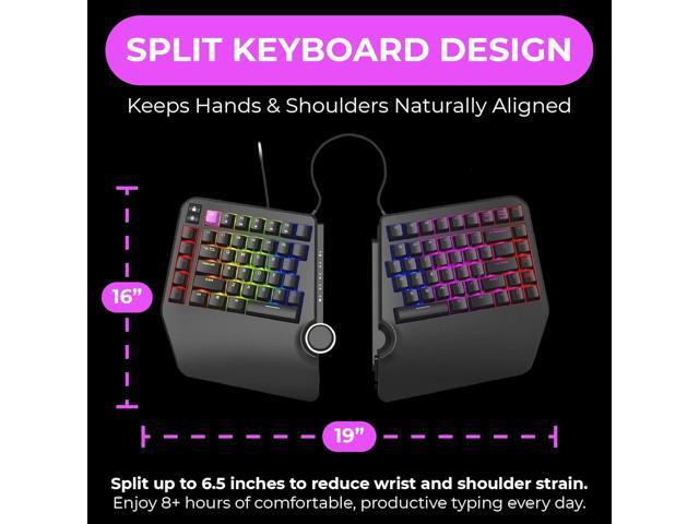 Cloud Nine ErgoTKL Ergonomic Tenkeyless Mechanical Keyboard for PC Kailh Brown TKL RGB Backlit Ergo Split Key Board