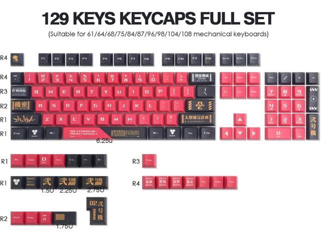 JOMKIZ PBT Keycaps,129 Keys Dye Sublimation Cherry Profile Keycaps Side Engraved Transparent Keycap Set for Cherry MX Switches ASIN/ISO Layout...