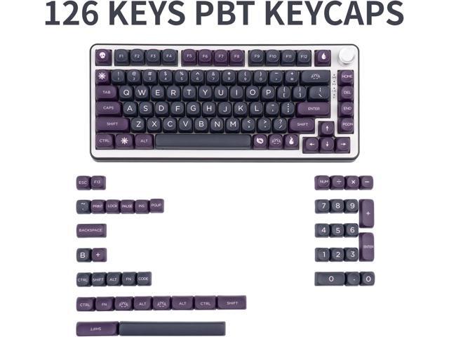 PBT Keycaps 126 Keys MOA Profile Keycap Black Purple Custom Keyboard Keycaps Set 5 Side Dye Sublimation Key caps for Cherry Gateron MX Switches...
