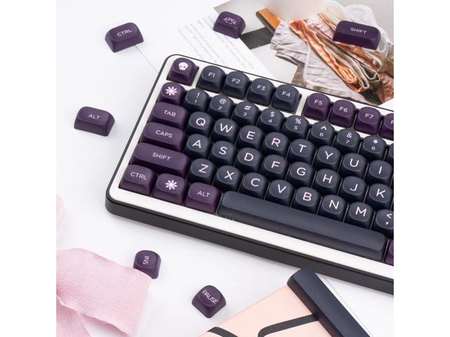 PBT Keycaps 126 Keys MOA Profile Keycap Black Purple Custom Keyboard Keycaps Set 5 Side Dye Sublimation Key caps for Cherry Gateron MX Switches...