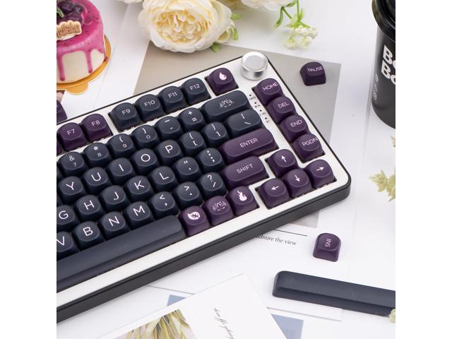 PBT Keycaps 126 Keys MOA Profile Keycap Black Purple Custom Keyboard Keycaps Set 5 Side Dye Sublimation Key caps for Cherry Gateron MX Switches...