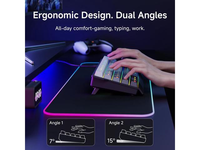 EWEADN F61 60% Gaming Keyboard Wired, RGB Backlit Membrane Gaming Keyboard with PBT Keycaps, Compact Design, Lanyard Wired Keyboard for...