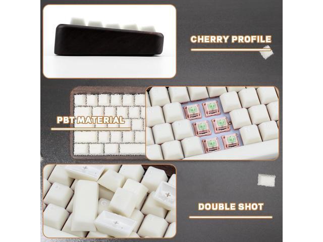 Milky White 114-Key PBT Keycaps - Minimalist Style, Double Shot Cherry Profile for ANSI Layout 61/87/104/108 Cherry MX Switches