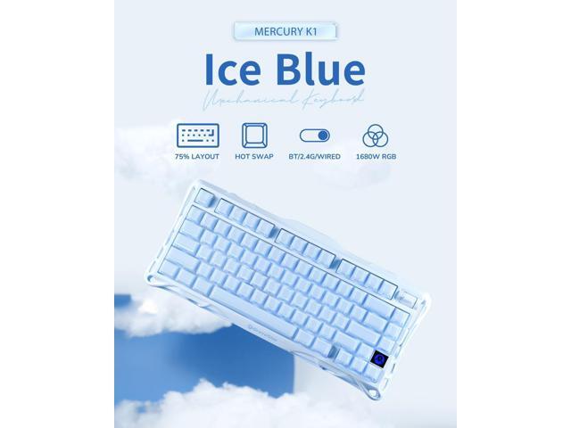 GravaStar Mercury K1 75% Blue Gaming Keyboard, Aluminum Alloy Mechanical Keyboard, Gasket Hot-Swap Socket, Linear Switches, RGB Backlit, Wireless...