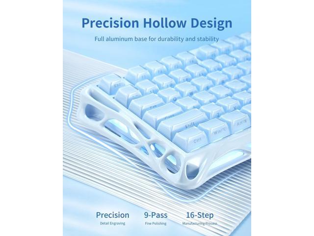 GravaStar Mercury K1 75% Blue Gaming Keyboard, Aluminum Alloy Mechanical Keyboard, Gasket Hot-Swap Socket, Linear Switches, RGB Backlit, Wireless...