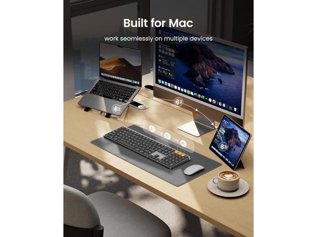 ProtoArc Backlit Bluetooth Keyboard for Mac, K100-A Wireless Quiet Keyboard for Mac, Low Profile, Full Size, Multi-Device, Rechargeable, No USB,...