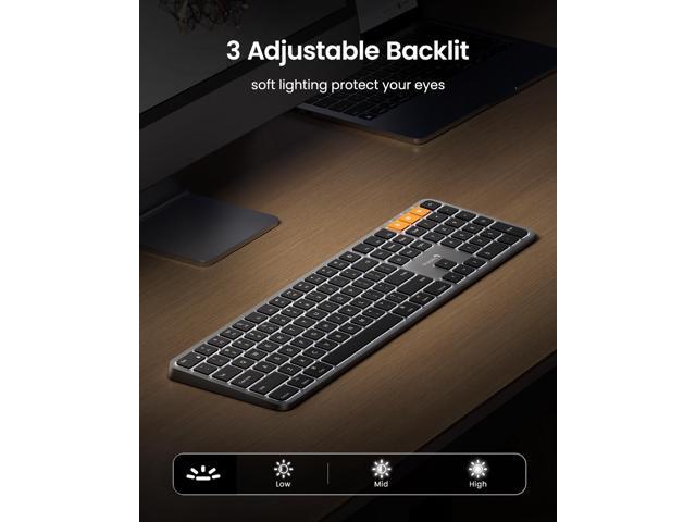 ProtoArc Backlit Bluetooth Keyboard for Mac, K100-A Wireless Quiet Keyboard for Mac, Low Profile, Full Size, Multi-Device, Rechargeable, No USB,...