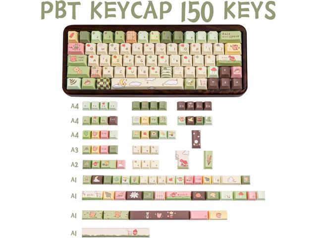 150 Keys Cute Keycaps, Dye Sublimation PBT Customized keycaps, Cherry Profile Keycaps Cartoon Bear Keycap Set for Cherry MX Gateron Switches...