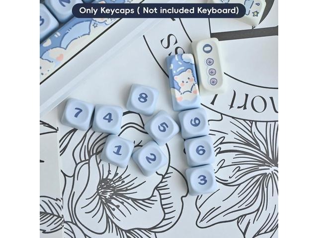 PBT Keycaps, MOA Profile Cute Blue White Keycaps, Kawaii Dye Sublimation Keycap, 132 Keys Keycap Set for Cherry Gateron MX Switches Keyboards...