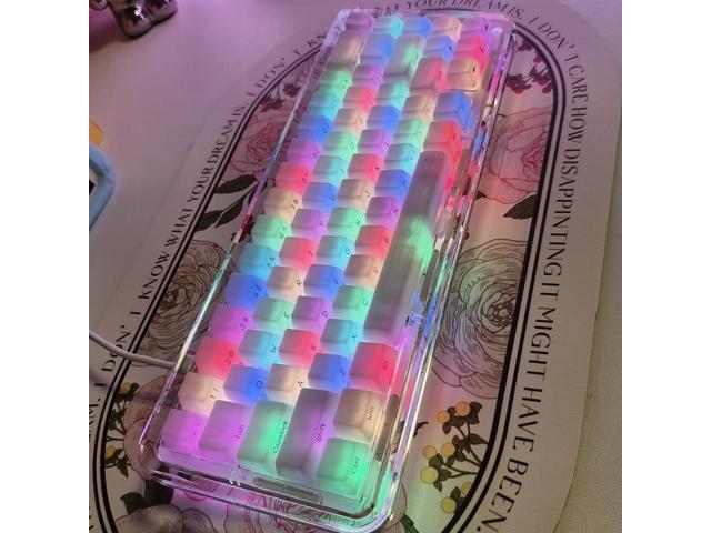 Sumgsn 130 Keys OEM Profile Shine Through White Keycaps Set Translucent Keycaps Compatible with 61/64/87/104/108 Cherry Mx Switches Mechanical...