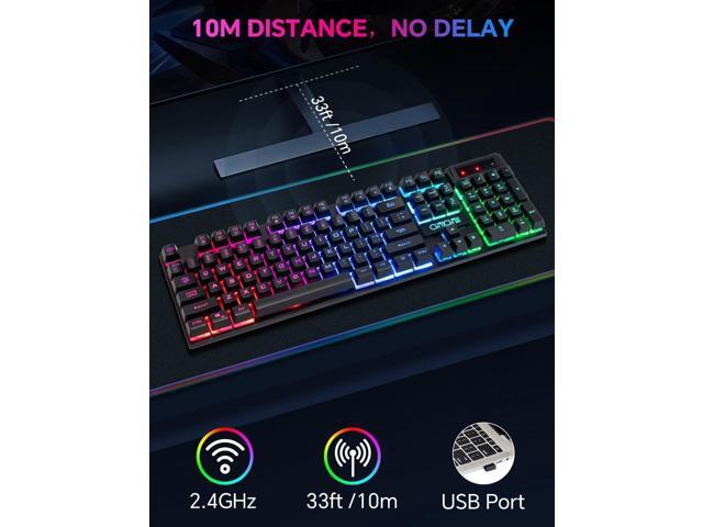 CHONCHOW Wireless Gaming Keyboard, 104 Key Rechargeable Rainbow LED Light Up Wireless Keyboard, for PC PS4 PS5 Xbox One Laptop, Teclado...