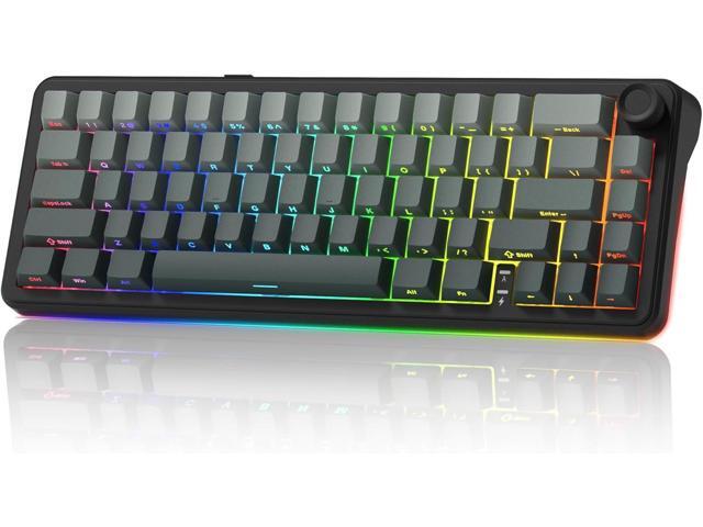 womier L65 60% Mechanical Keyboard with Knob,4000mAh,Tri Mode USB-C/BT5.0/2.4G,RGB Backlit,Hot Swap,Shine Through keycaps,Linear Switch,Gasket...