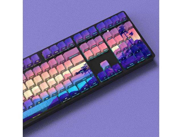 JSJT PBT Keycaps-Side Printed Translucent Keycap,Multi-Coloured Style Shine Through Custom Key Caps,124 Keys Cherry Profile Keycap Set for Cherry...