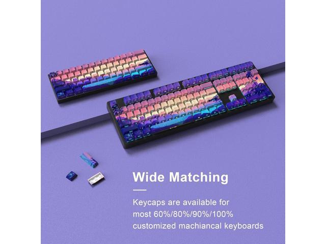 JSJT PBT Keycaps-Side Printed Translucent Keycap,Multi-Coloured Style Shine Through Custom Key Caps,124 Keys Cherry Profile Keycap Set for Cherry...
