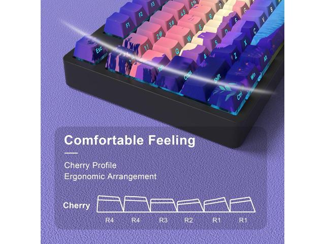 JSJT PBT Keycaps-Side Printed Translucent Keycap,Multi-Coloured Style Shine Through Custom Key Caps,124 Keys Cherry Profile Keycap Set for Cherry...