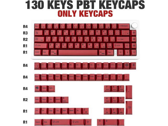 140 Keys PBT Japanese Keycaps Cherry Profile Key Caps DYE-Sub Red Keycap Minimalist Style Customized Keycaps Set Compatible with Cherry MX Switches...