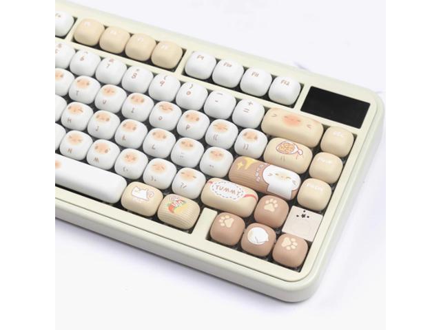 Sumgsn PBT Cute Keycaps, White/Beige MOG Profile Keycap Set, 139 Keys Rounded Custom Keycap for Mx Cherry Mechanical Keyboard 60 75 100 Percent...