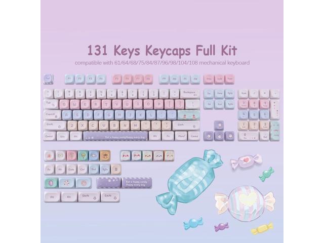 Tsungup PBT MOA Keycaps,135 Keys Purple Cute Candy Custom Keycaps 60 65 75 Percent, Dye-Sub Key Caps Keyboard Keycap Set for ANSI Layout,MX Swithes...