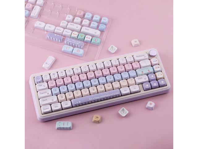 Tsungup PBT MOA Keycaps,135 Keys Purple Cute Candy Custom Keycaps 60 65 75 Percent, Dye-Sub Key Caps Keyboard Keycap Set for ANSI Layout,MX Swithes...