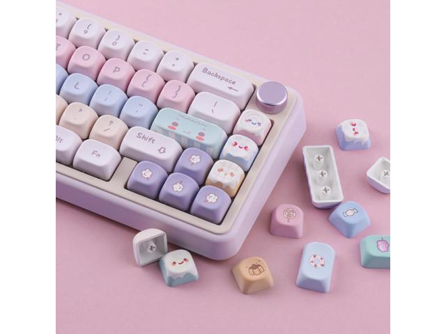 Tsungup PBT MOA Keycaps,135 Keys Purple Cute Candy Custom Keycaps 60 65 75 Percent, Dye-Sub Key Caps Keyboard Keycap Set for ANSI Layout,MX Swithes...