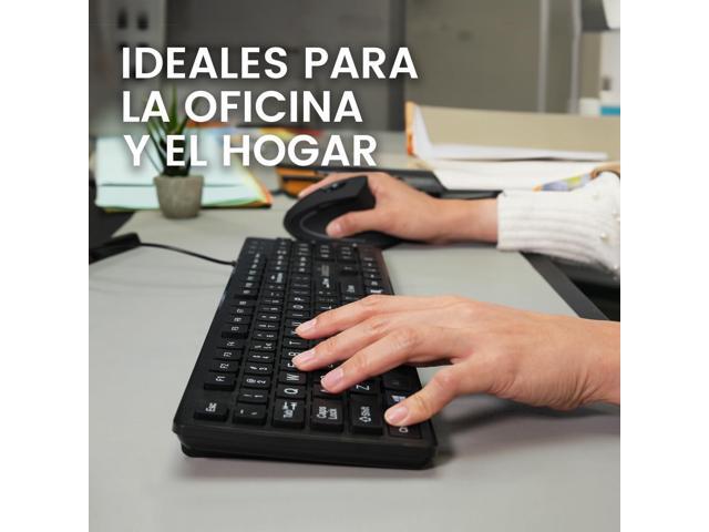 Perixx PERIBOARD-117P ES Teclado con Cable PS/2 - configuración ES y Teclas Tipo chiclet Impresas en Grande - Negro - QWERTY Español