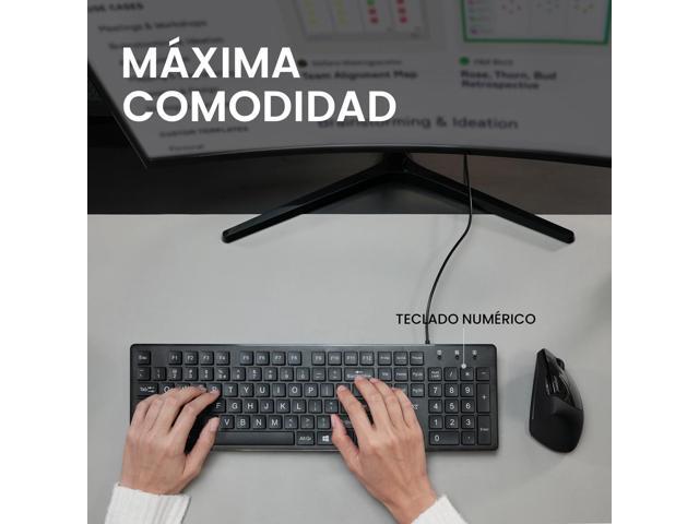 Perixx PERIBOARD-117P ES Teclado con Cable PS/2 - configuración ES y Teclas Tipo chiclet Impresas en Grande - Negro - QWERTY Español