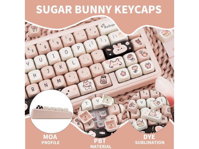 PBT Keycaps 132 Keys Dye-Sublimation Kawaii Pink MOA Profile Custom Cute Keycaps for Cherry Gateron MX Switches Mechanical Keyboard