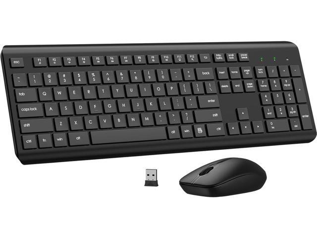 Wireless Keyboard and Mouse Combo, Full Size Silent Ergonomic Keyboard and Mouse, Long Battery Life, Optical Mouse, 2.4G Lag-Free Cordless Mice...