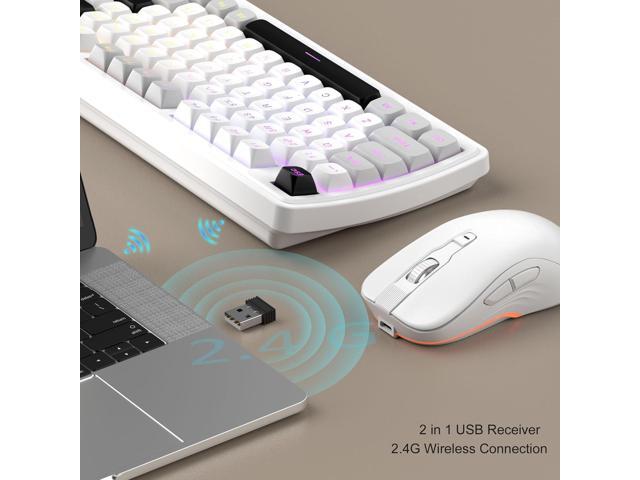 MageGee V990 Creamy Wireless Keyboard and Mouse Combo, 99 Keys RGB Backlit Rechargeable Quiet Gaming Keyboard, Adjustable Optical Mouse, with...
