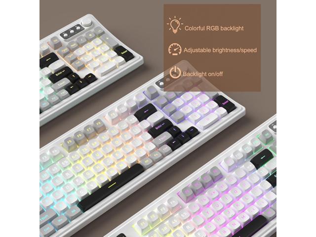 MageGee V990 Creamy Wireless Keyboard and Mouse Combo, 99 Keys RGB Backlit Rechargeable Quiet Gaming Keyboard, Adjustable Optical Mouse, with...