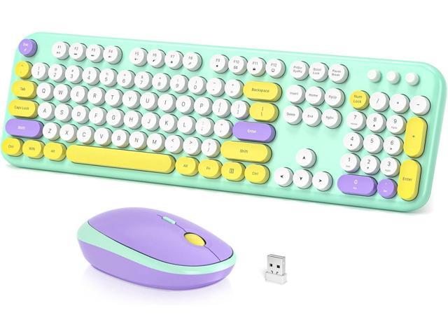Wireless Keyboard and Mouse Combo, Typewriter Full Size Keyboard with Number Pad and 2 in 1 USB Connected Mouse Plug Play for Windows 7/8/10,...
