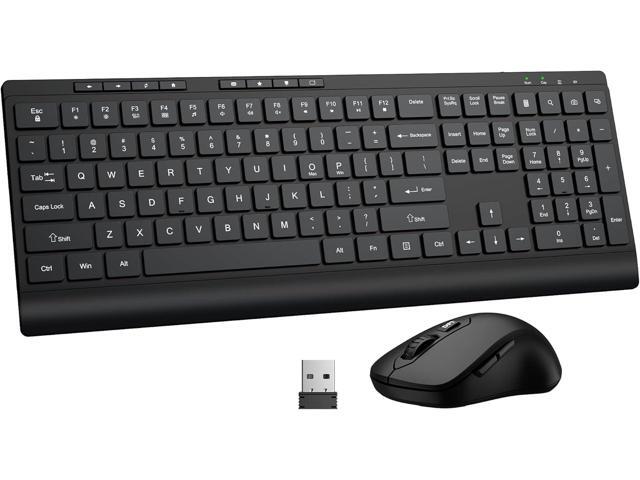 Wireless Keyboard and Mouse Combo, Full Size Quiet Key Computer Keyboard and Cordless Mice with 3 DPI Adjustable, 2.4G Lag-Free, Long Battery Life,.