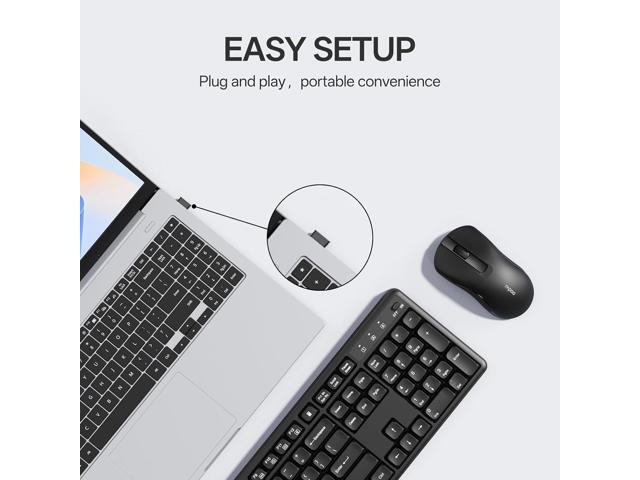 Rapoo X2100 Quiet Wireless Keyboard and Mouse Combo, 2.4GHz USB Receiver, 12 Multimedia Keys, Spill-Proof, Full-Sized, Compatible with PC, Laptop,...