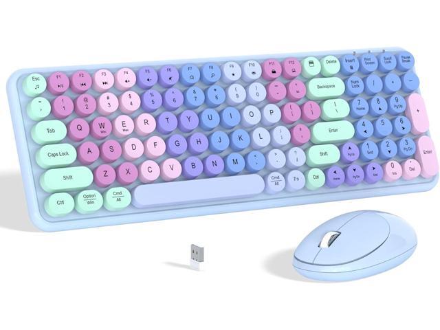 Colorful Wireless Keyboard Mouse Combo, Gradient Rainbow Colors 100 Keys and 2.4GHz Optical Mouse Connection for Windows, Mac, Laptop, PC, Desktop...
