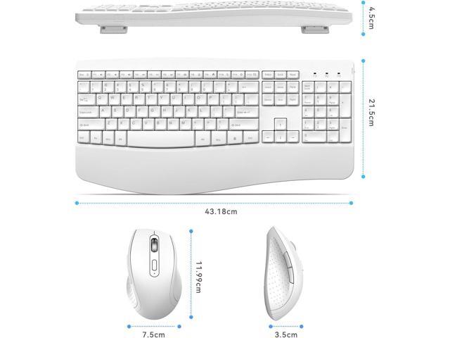 Ergonomic Keyboard and Mouse Combo - Full Size Keyboard Cordless with Palm Wrist Rest Ergonomic Mouse Wireless for Windows Computers Laptops -...