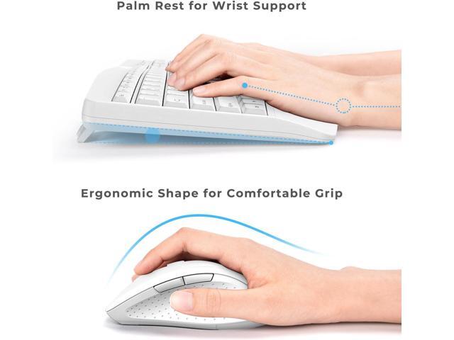 Ergonomic Keyboard and Mouse Combo - Full Size Keyboard Cordless with Palm Wrist Rest Ergonomic Mouse Wireless for Windows Computers Laptops -...