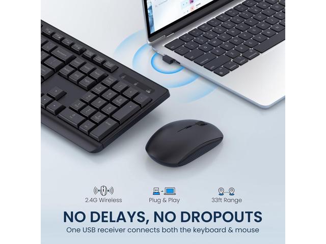 Wireless Keyboard and Mouse Combo, COLIKES 2.4G USB Cordless Mouse and Keyboard, 3 Level DPI Slim Ergonomic, Responsive Plug & Play for Computer...