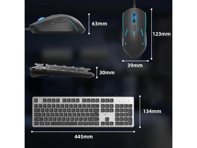 Camiysn Gaming Creamy Keyboard and Mouse, Black 104 Keys RGB and 6 Speed RGB Mouse Combo, Pudding Keycaps Silent Computer Keyboard for...