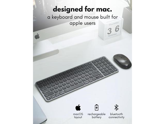 Macally Bluetooth Mac Keyboard and Mouse (Compact, Multi Device, Rechargeable) - Wireless Apple Keyboard and Mouse Combo - for Mac mini/Studio,...