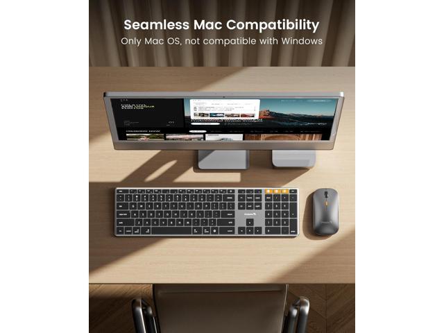 ProtoArc Backlit Bluetooth Keyboard Mouse for Mac, KM110-A Wireless Aluminum Keyboard and Mouse for Mac, Full Size, Multi-Device, Rechargeable, for...