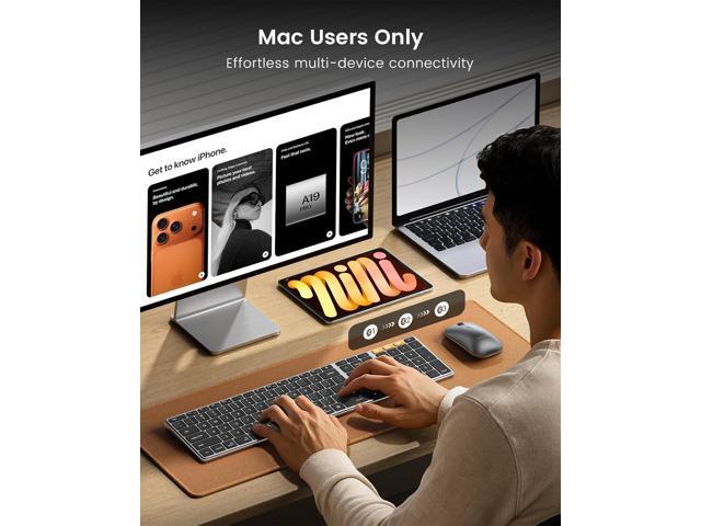 ProtoArc Backlit Bluetooth Keyboard Mouse for Mac, KM110-A Wireless Aluminum Keyboard and Mouse for Mac, Full Size, Multi-Device, Rechargeable, for...