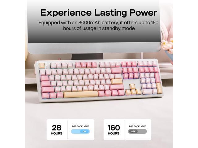 EPOMAKER TH108 Full Size Mechanical Keyboard, Wireless Gaming Keyboard with 8000mAh Battery, Creamy Gasket, 108 Keys, Hot Swap, Custom Driver, RGB...