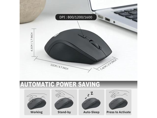 Ergonomic Wireless Keyboard and Mouse Combo, 2.4GHz USB Full Size Keyboard with Wrist Rest and 3 Level DPI Adjustable Wireless Mouse for PC and...