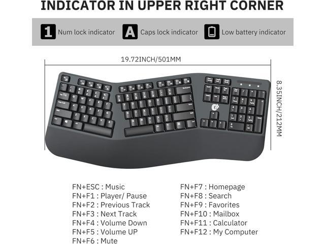 Ergonomic Wireless Keyboard and Mouse Combo, 2.4GHz USB Full Size Keyboard with Wrist Rest and 3 Level DPI Adjustable Wireless Mouse for PC and...