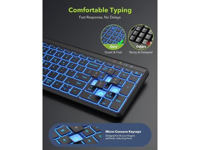 Wireless Keyboard and Mouse Bluetooth, Multi-Device Mini Keyboard, Switch up to 3 Devices, Slim Portable Travel Backlit Cordless Set, RGB Silent...