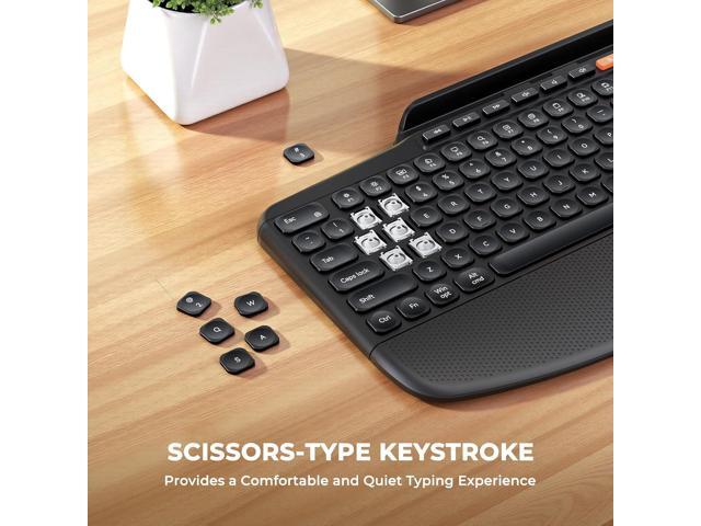 MEETION Wireless Keyboard and Mouse Combo, Ergonomic Keyboard with Wrist Rest, Tablet Holder, Scissor Keys USB/Bluetooth Rechargeable Keyboards,...