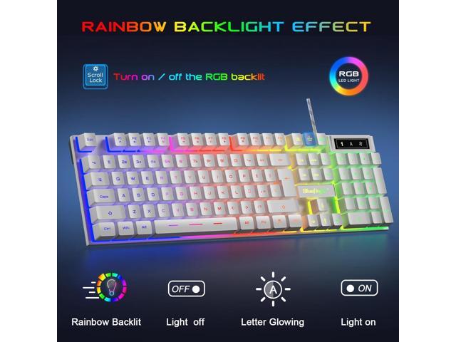 BlueFinger RGB Gaming Keyboard and Backlit Mouse and Headset Combo, USB Wired Backlit Keyboard, LED Gaming Mouse Set, Headset with Microphone for...