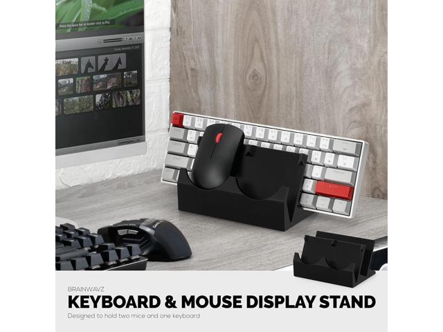 BRAINWAVZ Desktop Keyboard & Dual PC Mouse Stand Holder, Suitable for Small Or Large Keyboards, Gaming & Office Mice - Organize Your Work Or Game...