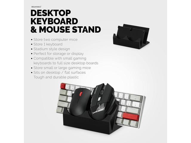 BRAINWAVZ Desktop Keyboard & Dual PC Mouse Stand Holder, Suitable for Small Or Large Keyboards, Gaming & Office Mice - Organize Your Work Or Game...