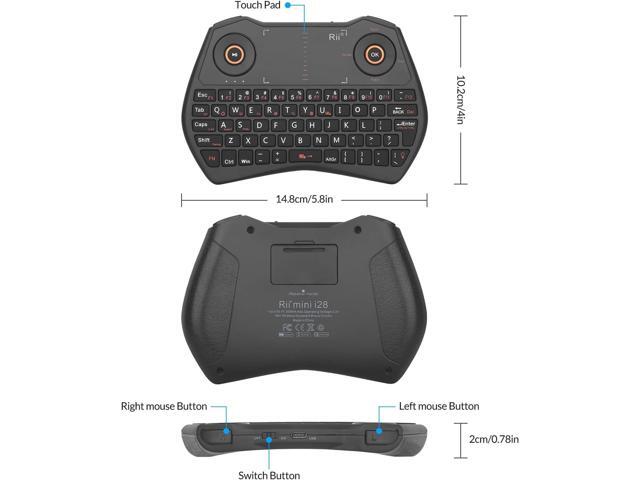 Rii K28 Bluetooth Mini Keyboard Remote Control with Touchpad Moue Combo,Backlit 2.4GHz Wireless Keyboard with Rechargeable Battery for Android TV...
